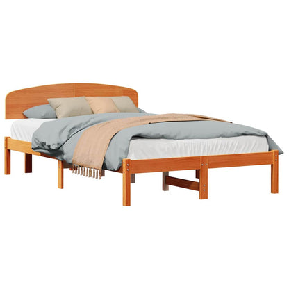 Bed Frame with Headboard Brown 140 x 190 cm Solid Pine wood