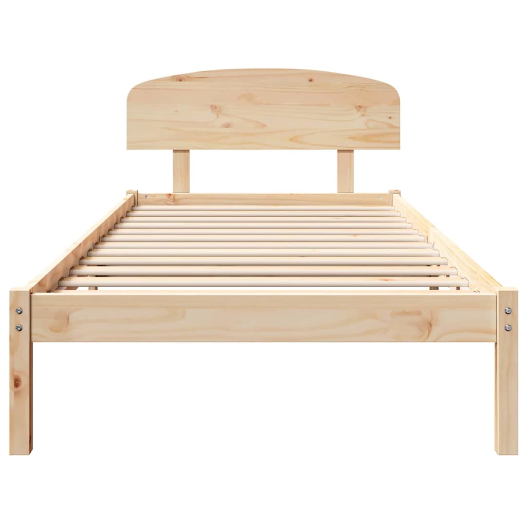Bed Frame with Headboard Brown 90 x 200 cm Solid Pine wood