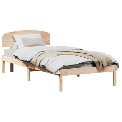 Bed Frame with Headboard Brown 90 x 200 cm Solid Pine wood