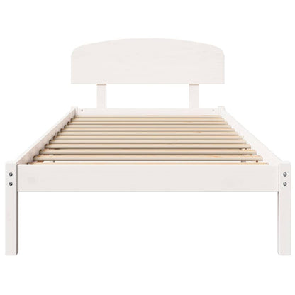 Bed Frame with Headboard White 90 x 200 cm Solid Pine wood