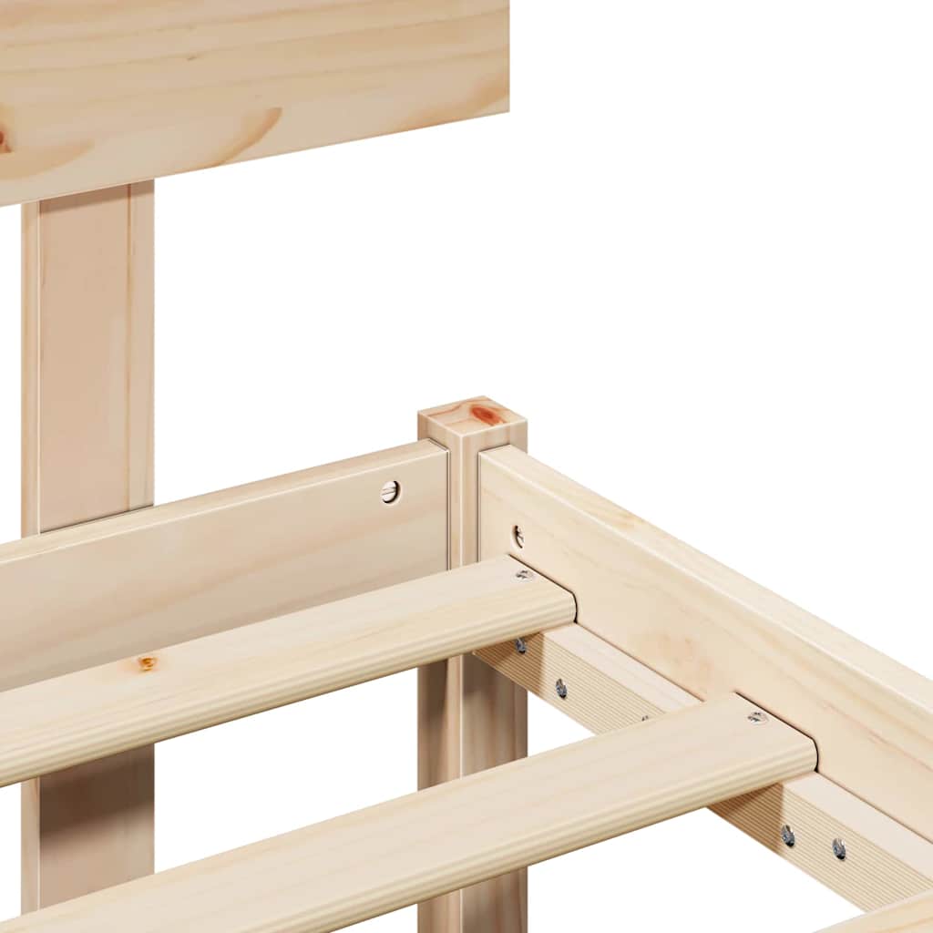 Bed Frame with Headboard Brown 90 x 190 cm Solid Pine wood