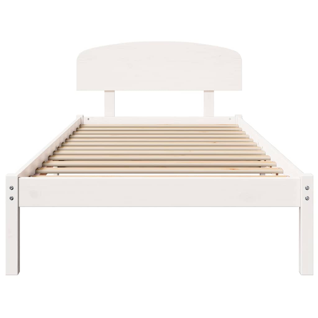 Bed Frame with Headboard White 90 x 190 cm Solid Pine wood