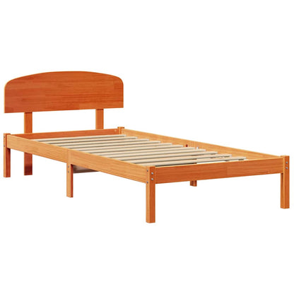Bed Frame with Headboard Brown 90 x 190 cm Solid Pine wood