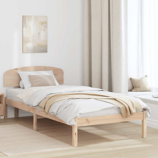 Bed Frame with Headboard Brown 75 x 190 cm Solid Pine wood