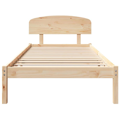 Bed Frame with Headboard Brown 75 x 190 cm Solid Pine wood