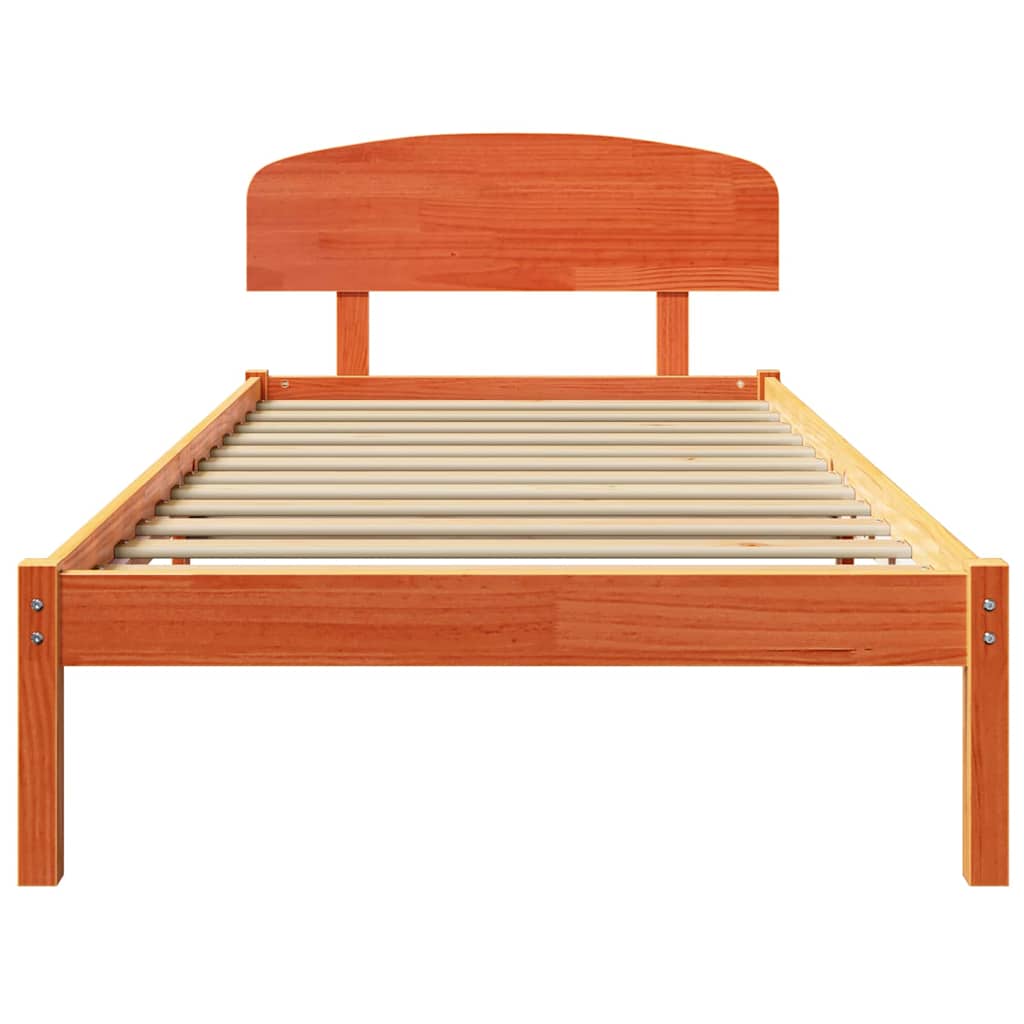 Bed Frame with Headboard Brown 75 x 190 cm Solid Pine wood
