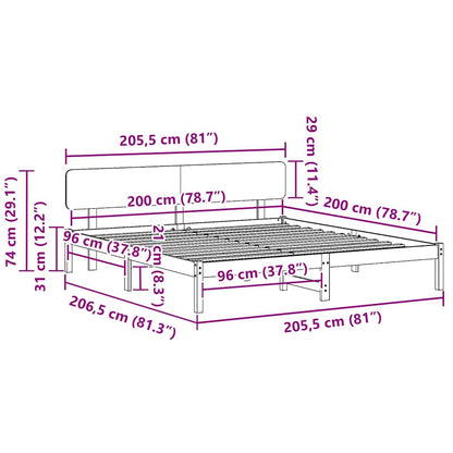 Bed Frame with Headboard Natural 200 x 200 cm Solid Pine Wood