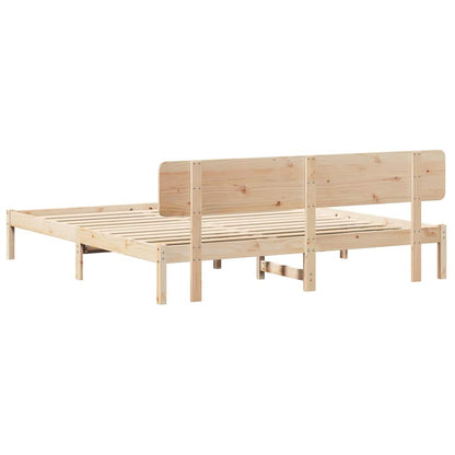 Bed Frame with Headboard Natural 180 x 200 cm Solid Pine Wood