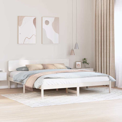 Bed Frame with Headboard White 180 x 200 cm Solid Pine Wood