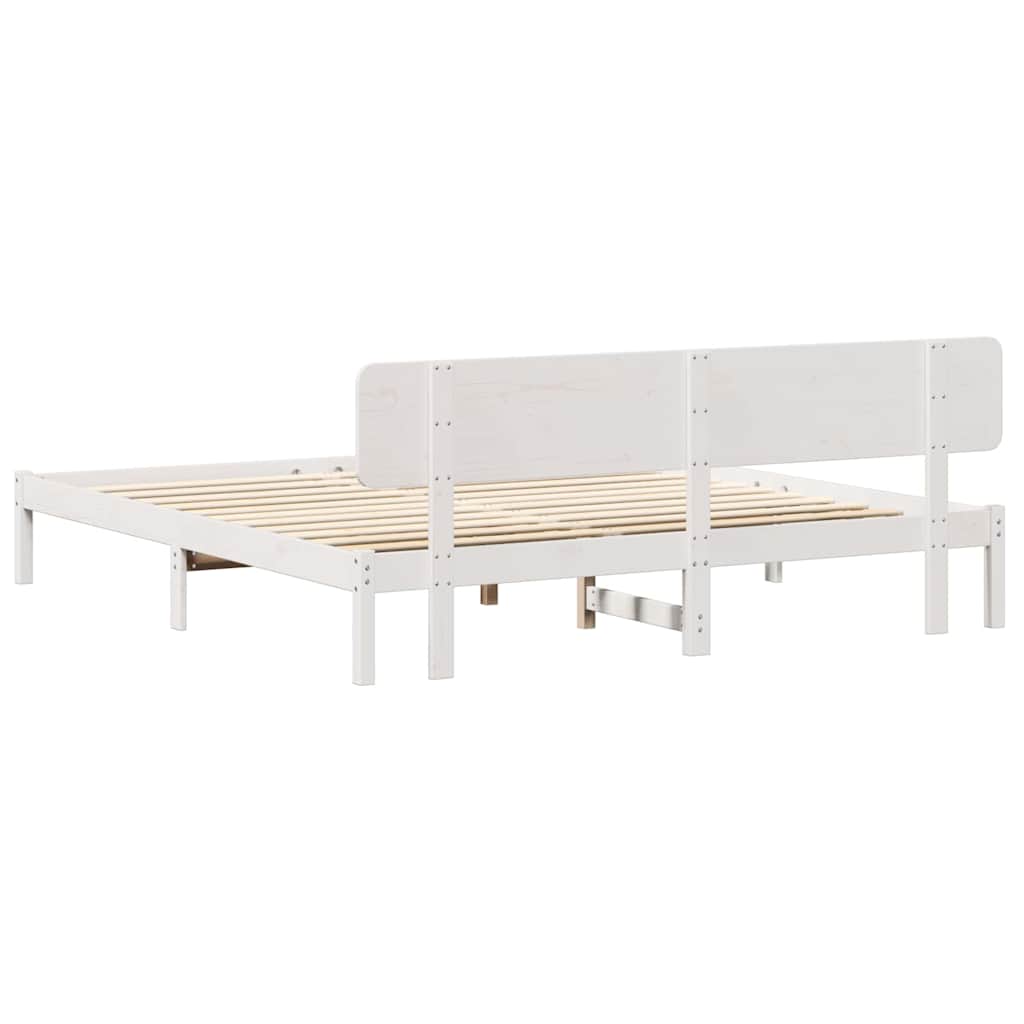 Bed Frame with Headboard White 180 x 200 cm Solid Pine Wood