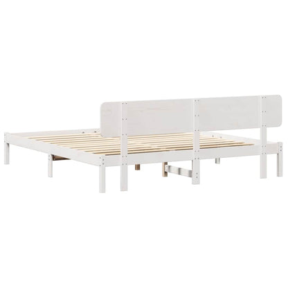 Bed Frame with Headboard White 180 x 200 cm Solid Pine Wood