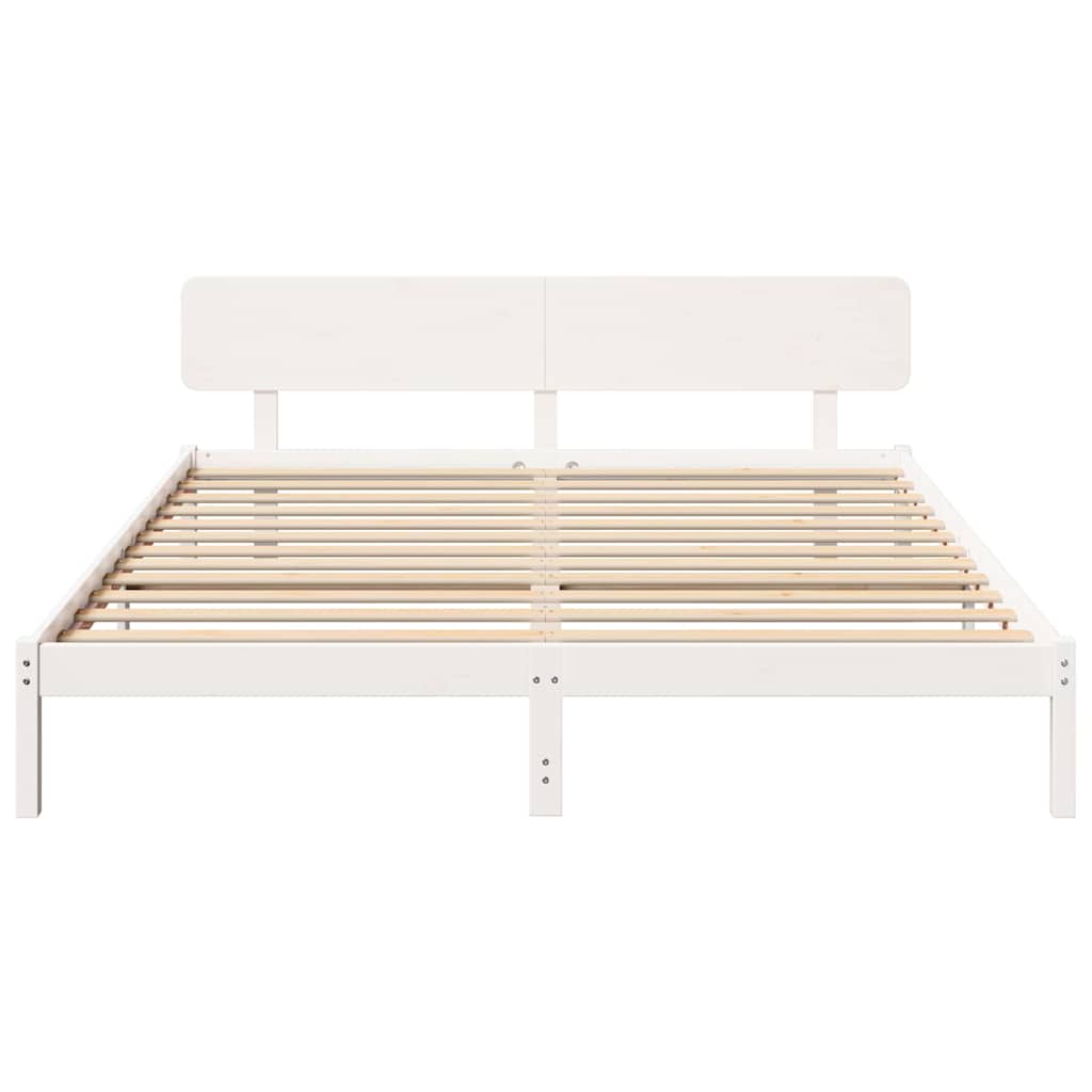 Bed Frame with Headboard White 180 x 200 cm Solid Pine Wood