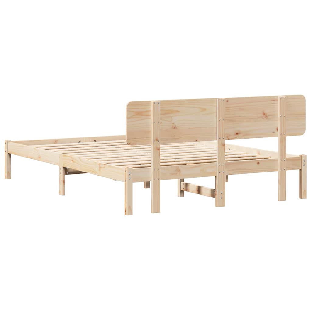 Bed Frame with Headboard Natural 160 x 200 cm Solid Pine Wood