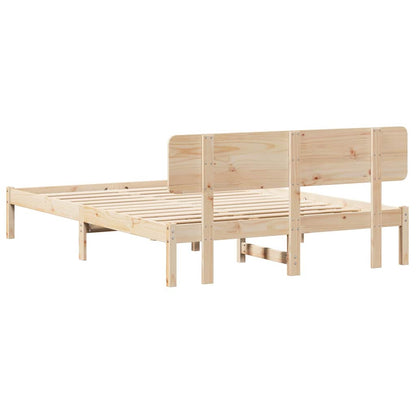 Bed Frame with Headboard Natural 160 x 200 cm Solid Pine Wood