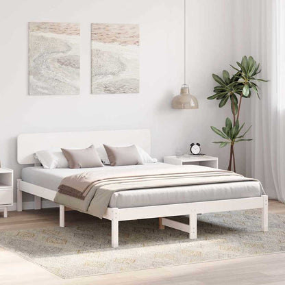 Bed Frame with Headboard White 160 x 200 cm Solid Pine Wood