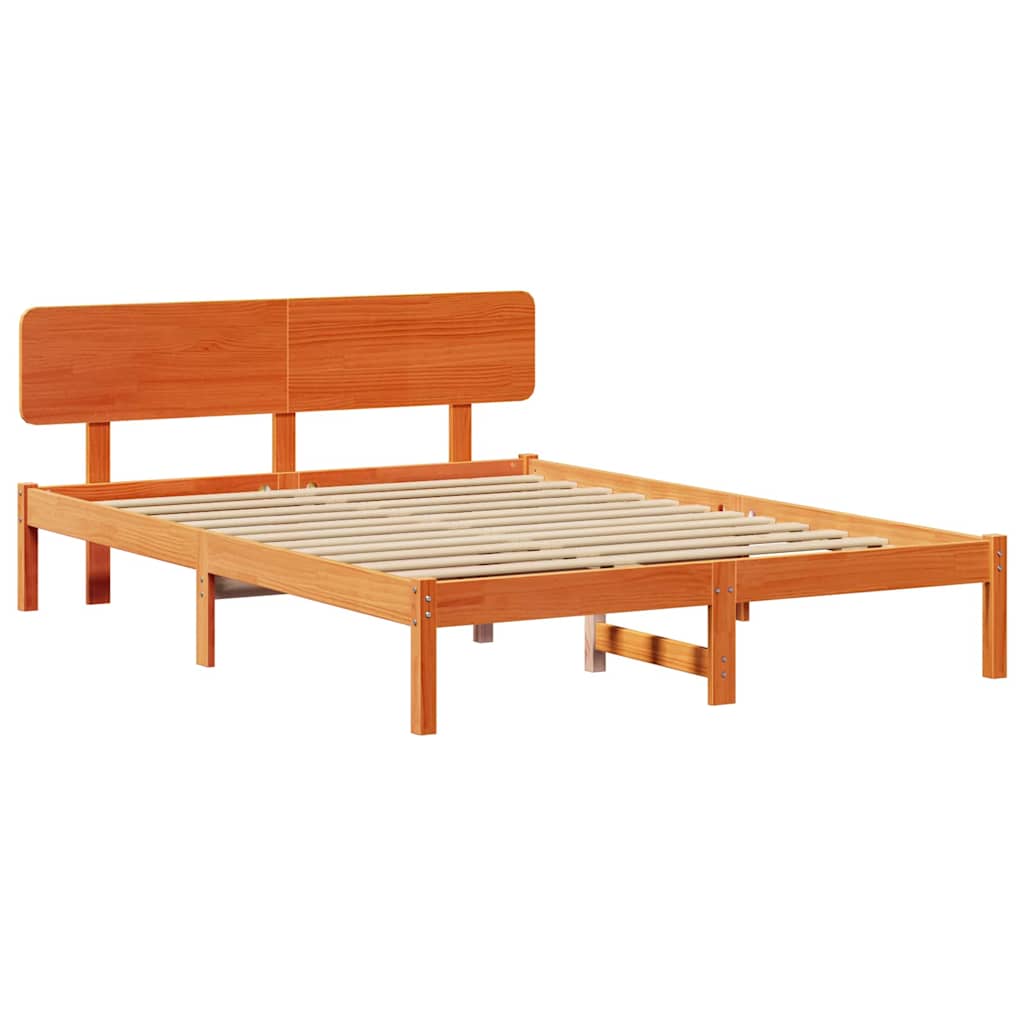 Bed Frame with Headboard Wax Brown 160 x 200 cm