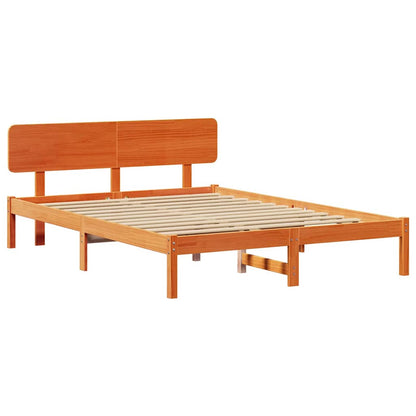 Bed Frame with Headboard Wax Brown 160 x 200 cm