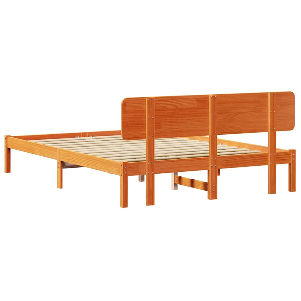 Bed Frame with Headboard Wax Brown 160 x 200 cm