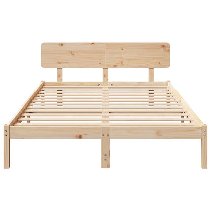 Bed Frame with Headboard Natural 150 x 200 cm Solid Pine Wood