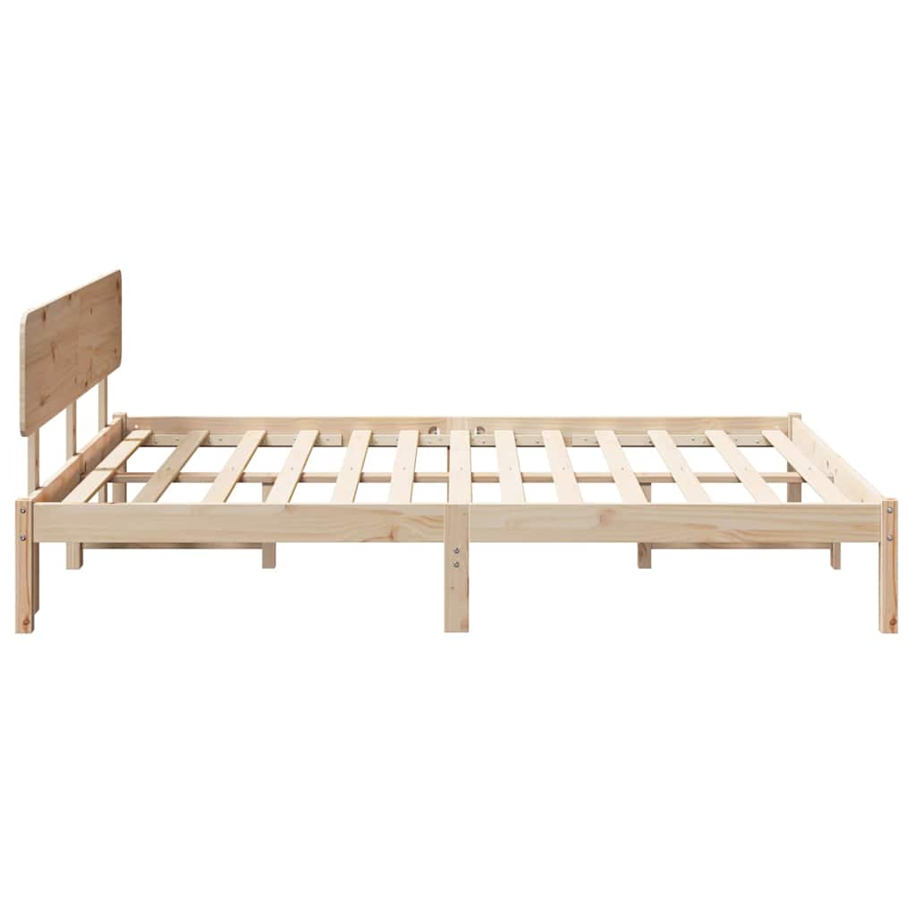 Bed Frame with Headboard Natural 150 x 200 cm Solid Pine Wood