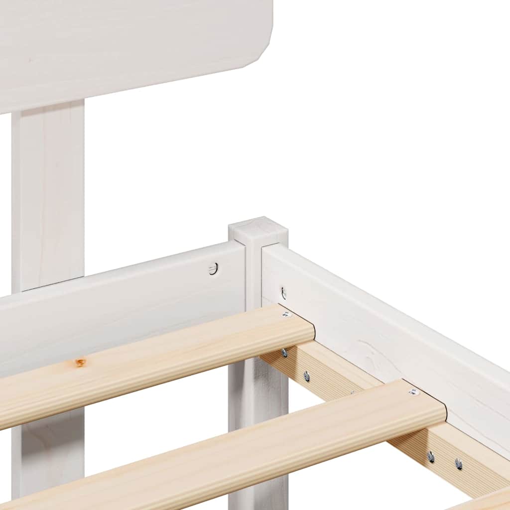 Bed Frame with Headboard White 150 x 200 cm Solid Pine Wood