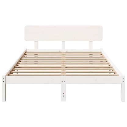 Bed Frame with Headboard White 150 x 200 cm Solid Pine Wood