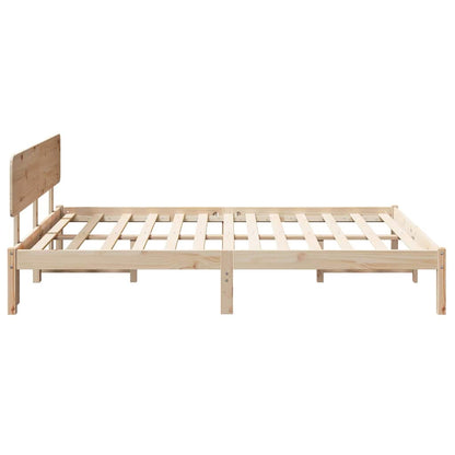 Bed Frame with Headboard Natural 140 x 200 cm Solid Pine Wood
