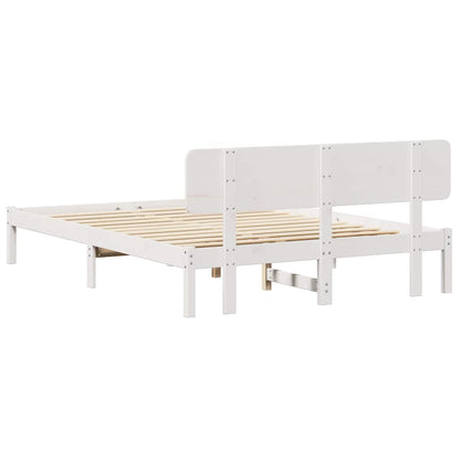 Bed Frame with Headboard White 140 x 200 cm Solid Pine Wood