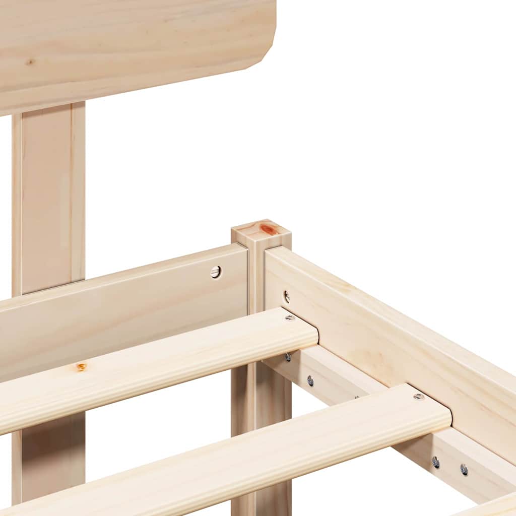 Bed Frame with Headboard Natural 140 x 190 cm Solid Pine Wood