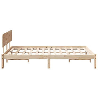 Bed Frame with Headboard Natural 135 x 190 cm Solid Pine Wood