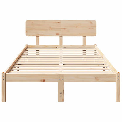 Bed Frame with Headboard Natural 120 x 190 cm Solid Pine Wood