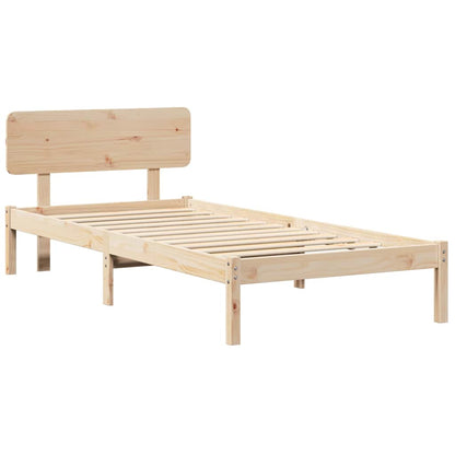 Bed Frame with Headboard Natural 90 x 200 cm Solid Pine Wood