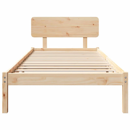 Bed Frame with Headboard Natural 90 x 200 cm Solid Pine Wood