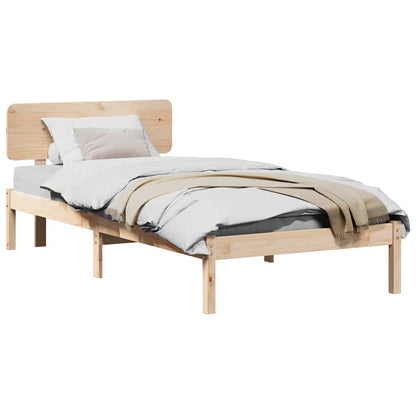 Bed Frame with Headboard Natural 90 x 200 cm Solid Pine Wood