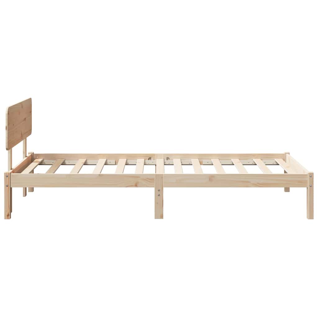 Bed Frame with Headboard Natural 90 x 200 cm Solid Pine Wood