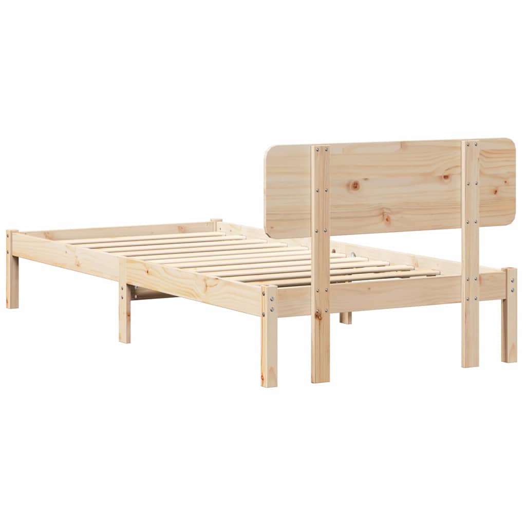 Bed Frame with Headboard Natural 80 x 200 cm Solid Pine Wood