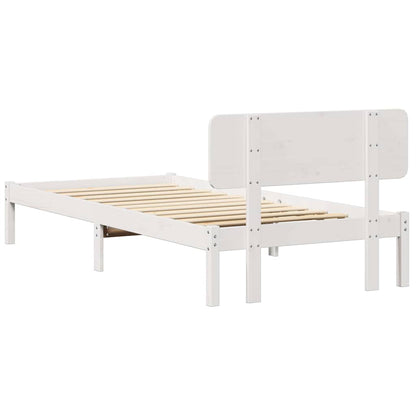 Bed Frame with Headboard White 80 x 200 cm Solid Pine Wood