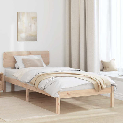 Bed Frame with Headboard Natural 75 x 190 cm Solid Pine Wood