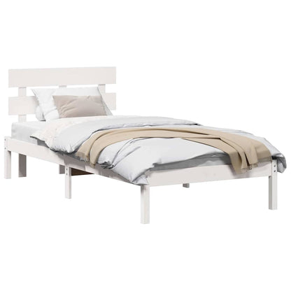 Bed Frame with Headboard White 80 x 200 cm Solid Pine wood