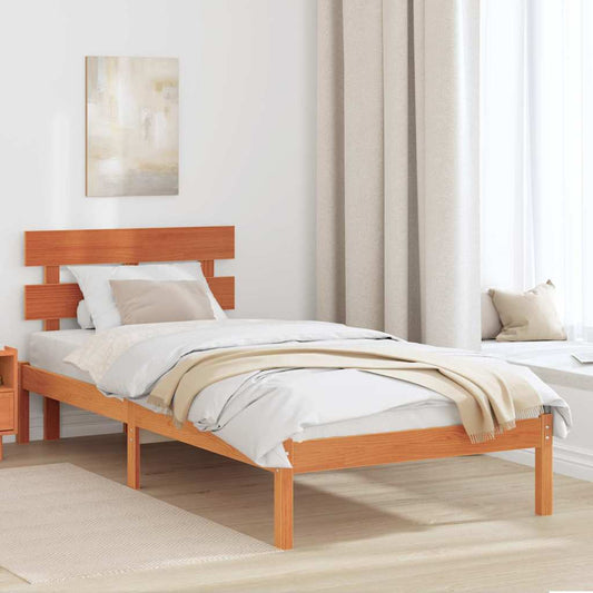 Bed Frame with Headboard Brown 80 x 200 cm Solid Pine wood
