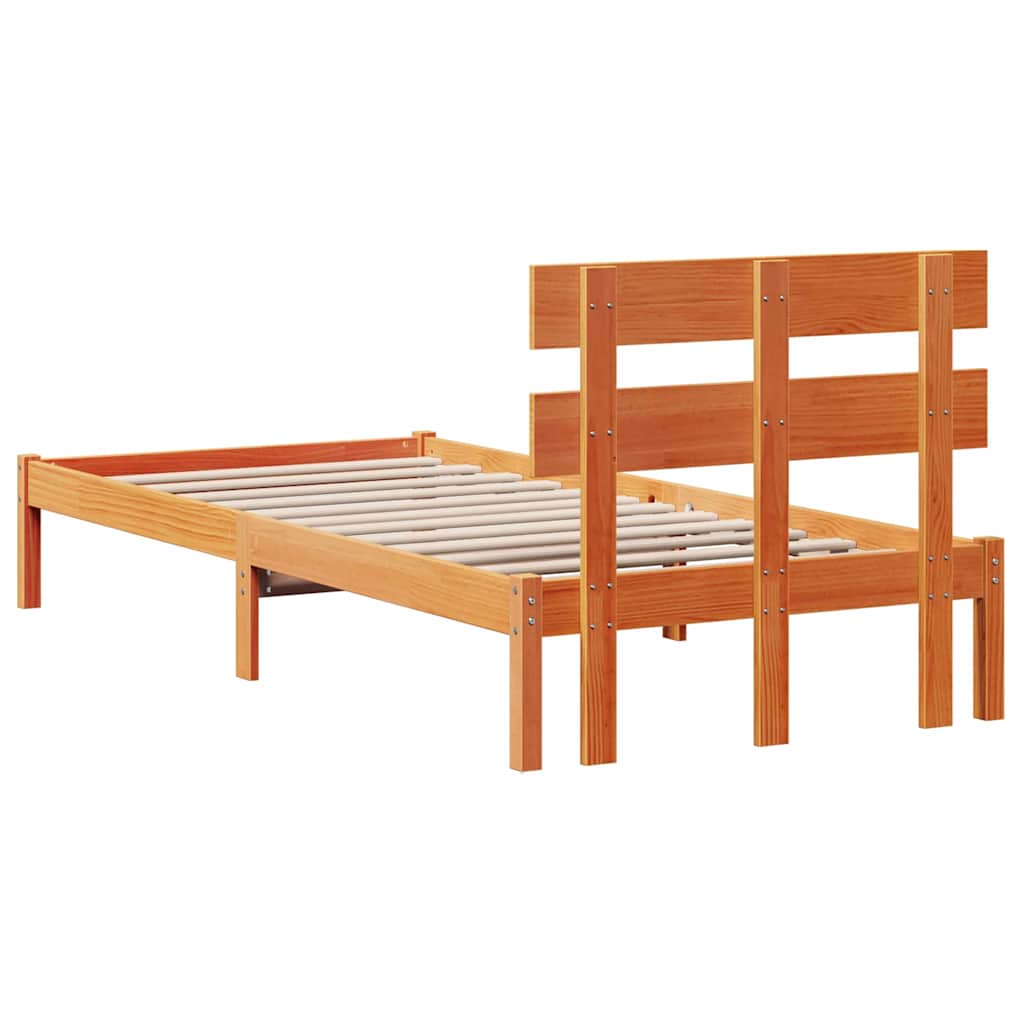 Bed Frame with Headboard Brown 80 x 200 cm Solid Pine wood