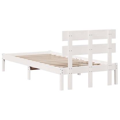 Bed Frame with Headboard White 90 x 200 cm Solid Pine wood