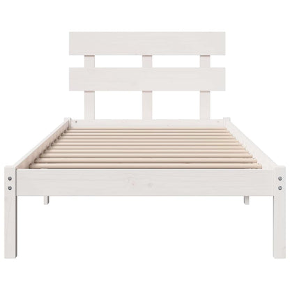 Bed Frame with Headboard White 90 x 200 cm Solid Pine wood