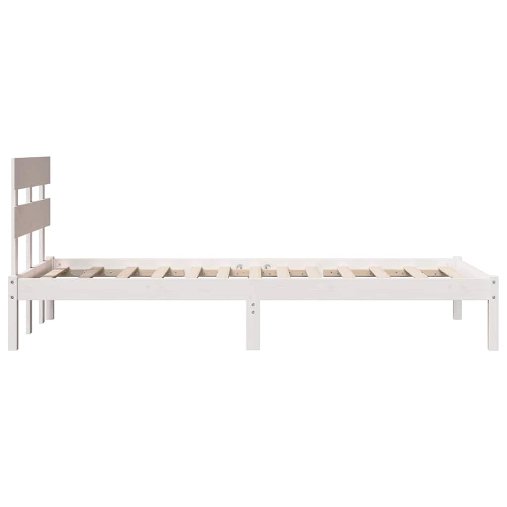 Bed Frame with Headboard White 90 x 200 cm Solid Pine wood