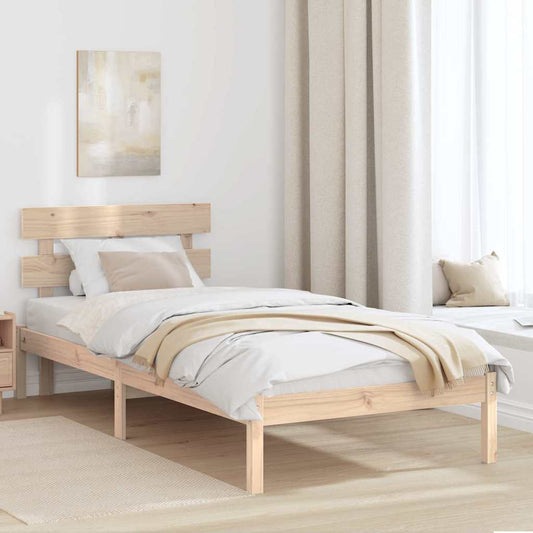 Bed Frame with Headboard Brown 90 x 190 cm Solid Pine wood
