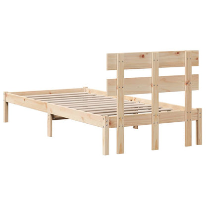 Bed Frame with Headboard Brown 90 x 190 cm Solid Pine wood