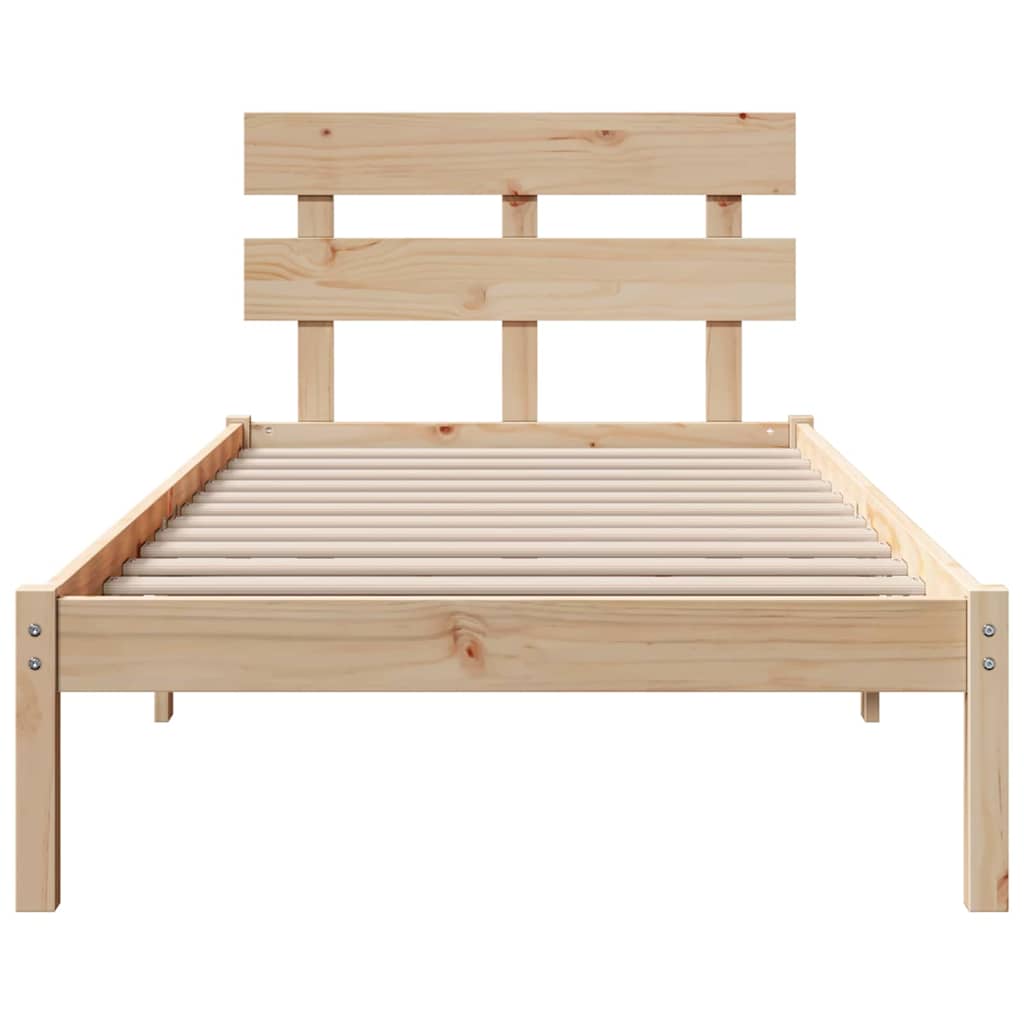 Bed Frame with Headboard Brown 90 x 190 cm Solid Pine wood