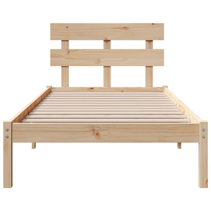 Bed Frame with Headboard Brown 90 x 190 cm Solid Pine wood