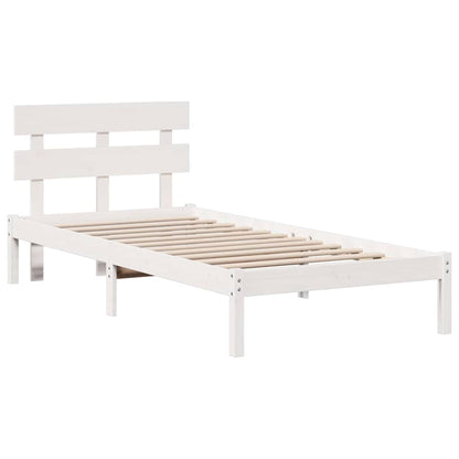 Bed Frame with Headboard White 90 x 190 cm Solid Pine wood