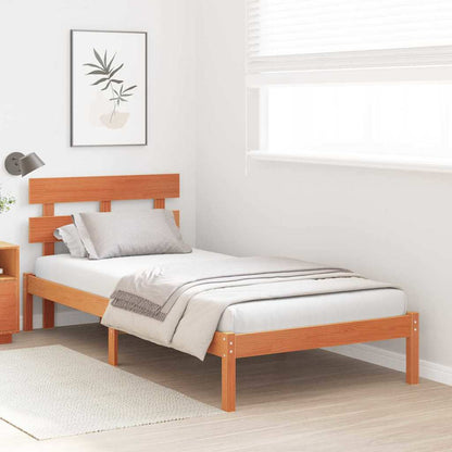 Bed Frame with Headboard Brown 90 x 190 cm Solid Pine wood